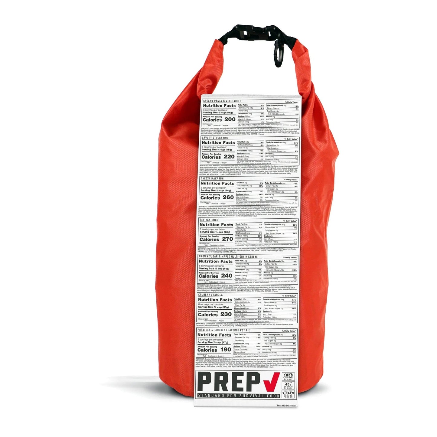 Morgenmad & Hovedretter - 7 dages beredskab - Drybag med 60 portioner
